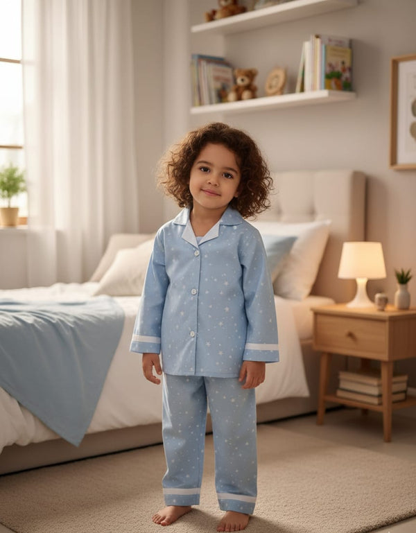 Celestial Comfort Baby Blue Starry Pajama Set